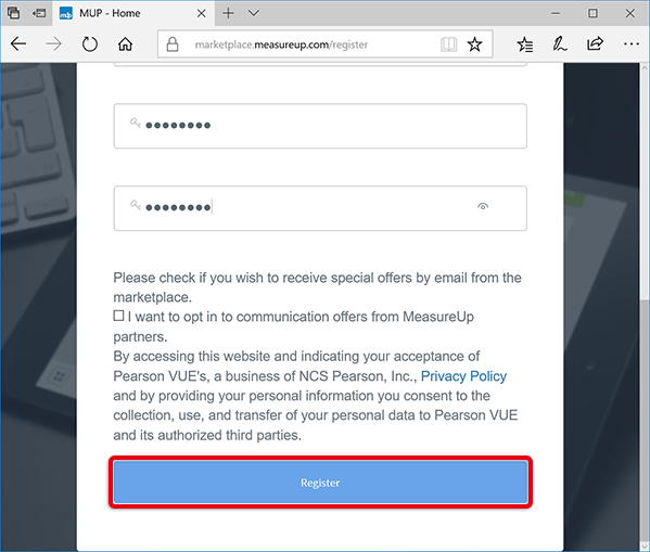 3.　すべて入力し終わったら[Register]をクリックします。