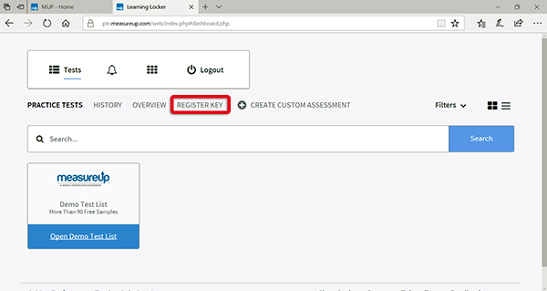 1. 以下の画面の[REGISTER KEY]をクリックします。